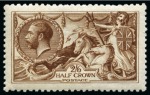 Stamp of Great Britain » King George V » 1913-19 Seahorse Issues 1913 Waterlow £1 Green used with two light double circle ds plus 1915 De La Rue 2s6d deep yellow-brown