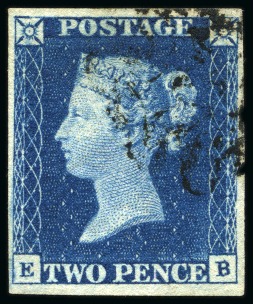 Stamp of Great Britain » 1840 2d Blue (ordered by plate number) 1840 2d Blue pl.2 EB, fine to very good margins, used