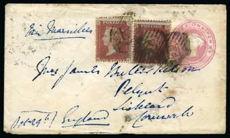 Stamp of Great Britain » 1854-70 Perforated Line Engraved 1855 (Oct 20) 1d Pink postal stationery envelope from the CRIMEAN WAR