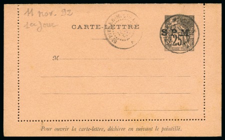 Stamp of Colonies françaises » St. Pierre et Miquelon 1892, Lots d'entiers Y&T 1-3 CP et CL x2 oblitération