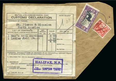 Stamp of Colonies françaises » St. Pierre et Miquelon 1938, Y&T n°T30 et T39 oblitération de 1941 sur papier