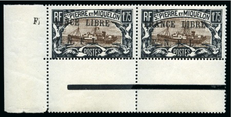 Stamp of Colonies françaises » St. Pierre et Miquelon 1942, Y&T n°242 ** en paire de coin de feuille avec