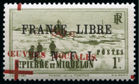 Stamp of Colonies françaises » St. Pierre et Miquelon 1942, Y&T n°310 Oeuvres Sociales France Libre ** avec