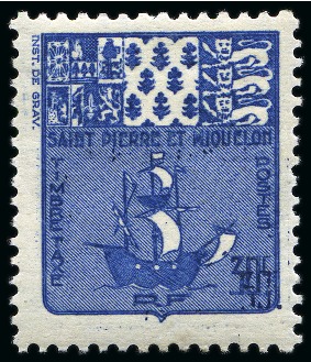 Stamp of Colonies françaises » St. Pierre et Miquelon 1947, Y&T T68 * avec variété non répertoriée double