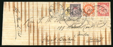 Stamp of China » Foreign Post Offices » French Post Offices 1898 (Jan 18) Envelope from Chefoo to Cardiff paying the rare 7 1/2 cents "differential tariff" 