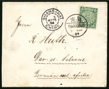 Stamp of China » Chinese Empire (1878-1949) » 1897-1911 Imperial Post 1904 Cover from Nanking to Dar es Salam (German East Africa), bearing 1902-03 10c 
