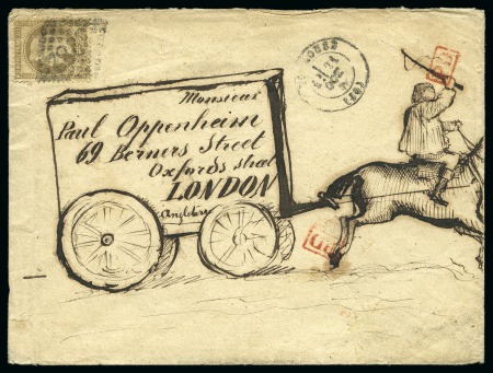 Stamp of France » Empire Lauré 1863-1870 1870, Lettre magnifiquement illustrée pour Londres