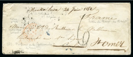 Stamp of Colonies françaises » Polynésie 1852, Lettre sans texte avec mention manuscrite inscrite