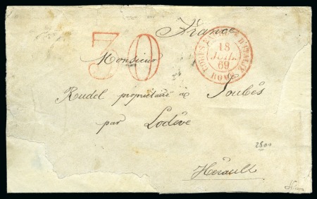 Stamp of France » Empire Lauré 1863-1870 1869, Lettre du Corps Expéditionnaire d'Italie à