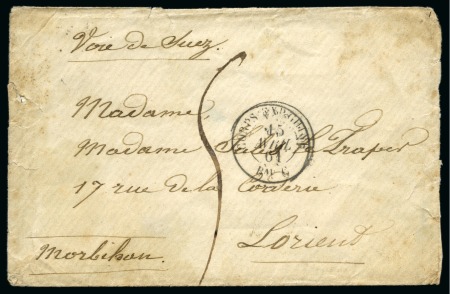 Stamp of China » Foreign Post Offices » French Military Mail 1861 (April 15) Stampless envelope bearing "CORPS EXP.CHINE/BAU C"