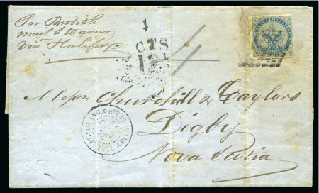 Stamp of Colonies françaises » Guadeloupe 1871, Lettre de Pointe-à-Pitre pour la Nouvelle Écosse