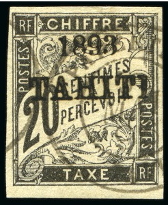 Stamp of Colonies françaises » Tahiti 1893, Y&T n°21 Type Duval surchargé "1893 / TAHITI",