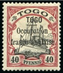 Stamp of Colonies françaises » Togo 1914, Y&T n°28/29 40 pfennig carmin et noir et 80