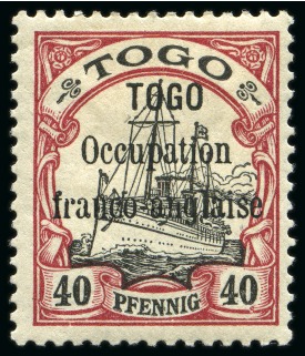 Stamp of Colonies françaises » Togo 1914, Y&T n°28/29 40 pfennig carmin et noir et 80