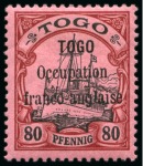 Stamp of Colonies françaises » Togo 1914, Y&T n°28/29 40 pfennig carmin et noir et 80