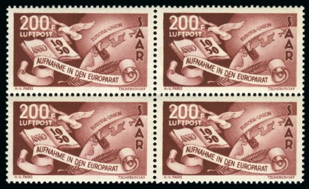 Stamp of Colonies françaises » Sarre 1950, Y&T PA 13  Admission au Conseil de l'Europe **