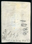 Stamp of Russia » Russia Imperial 1857-58 First Issues Arms 10k brown & blue (St. 1) 1857 10k pl.II with large even margins, cancelled by town manuscript