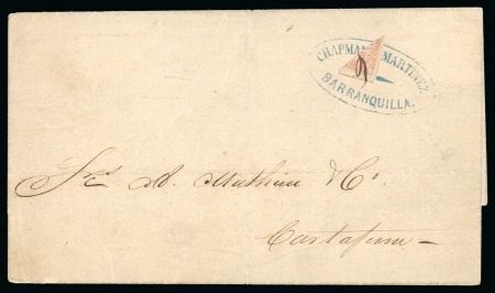 Stamp of Colombia » States - Bolivar 1863-66 10c red, diagonal half on forwarding's agent cover