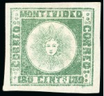 Stamp of Uruguay 1858 180c green, a choice group of ten examples