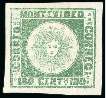 Stamp of Uruguay 1858 180c green, a choice group of ten examples