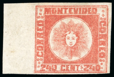 Stamp of Uruguay 1858 240c red, a choice group of nine examples 