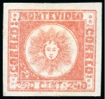 Stamp of Uruguay 1858 240c red, a choice group of nine examples 