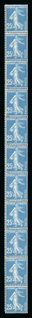 Stamp of France » Roulettes 1907, Type Semeuse 25 centimes bleu en roulette de