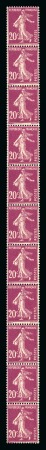 Stamp of France » Roulettes 1924-26, Type Semeuse 20 centimes lilas-rose en roulette