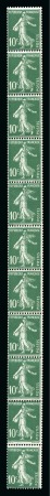 Stamp of France » Roulettes 1921-22, Type Semeuse 10 centimes vert en roulette