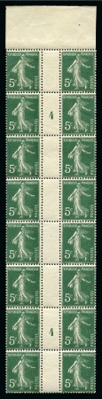 Stamp of France » Roulettes 1907, Type Semeuse 5 centimes vert en roulette de 6