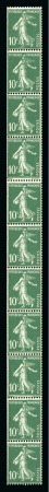 Stamp of France » Roulettes 1921-22, Type Semeuse 10 centimes vert en roulette