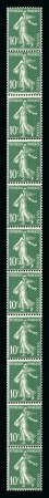 Stamp of France » Roulettes 1921-22, Type Semeuse 10 centimes vert en roulette