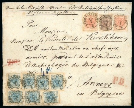 Stamp of Austria » Transylvania (Siebenbürgen) Hermannstadt, Sibiu in modern day Romania - Transylvania (Siebenbürgen). The largest franking recorded from Austrian Transylvania on mail sent abroad, being the second largest known from Hungary