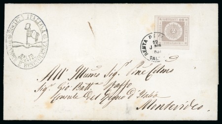 Stamp of Uruguay 1861 60c on cover from Salto bearing private illustrated cachet