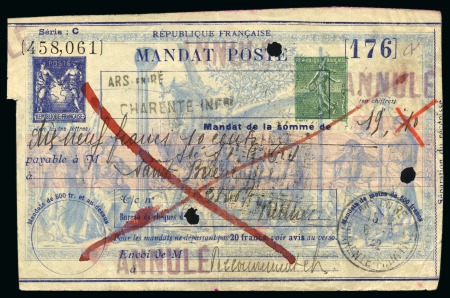 Stamp of France » Type Sage 1876-1900 1895-1942, Lot de 3 Mandats de Poste différents oblitérés,