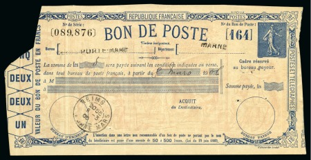 Stamp of France » Type Sage 1876-1900 1883-1942, Lot de 2 Bons et de 2 Mandats de Poste différents