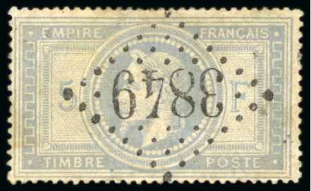 Stamp of France » Empire Lauré 1863-1870 1869, Empire Lauré 5 francs violet-gris avec rare