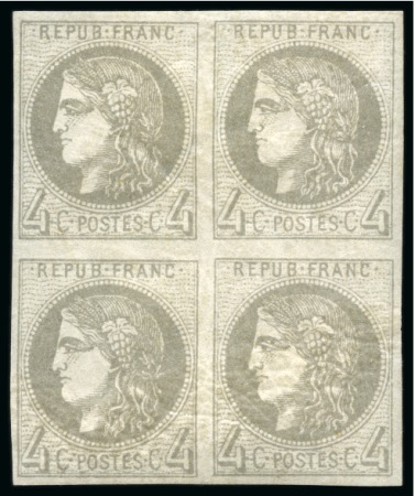 Stamp of France » Emission de Bordeaux 1870 1870, Émission de Bordeaux 4 centimes gris * sur 2