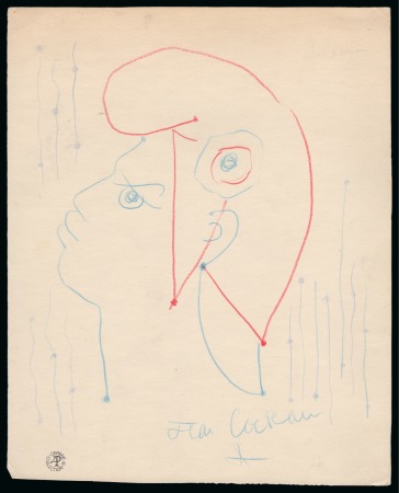 Stamp of France » Émissions à partir de 1900 1961, Dessin grand format réalisé par Jean Cocteau