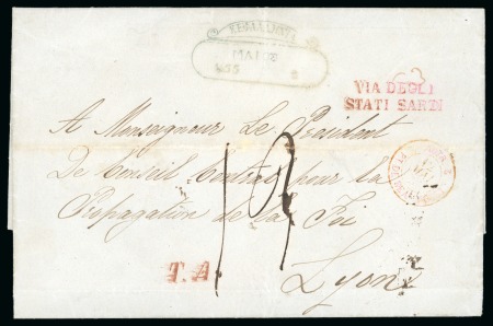 Stamp of Greece » Ionian Islands Kefalonia and Ithaka 1855 (May 1) Entire from Cephalonia to France with scroll despatch ds at top