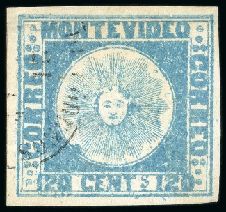 Stamp of Uruguay 1858 120c blue, subtype 1A, used