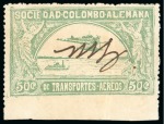 Stamp of Colombia » Airmails 1920 50c pale green, unique "GM" trial overprint