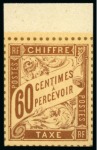Stamp of France » Timbres-Taxe 1896, Non Émis Timbre-Taxe Duval 60 centimes brun