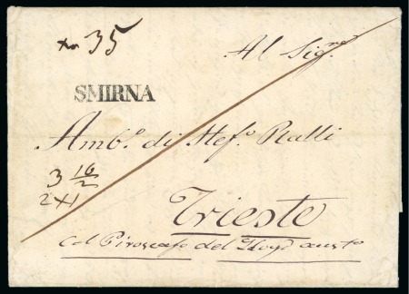 Stamp of Large Lots and Collections Ottoman Empire: Cancellation study in a stockbook of Izmir (Smyrna)