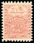 Stamp of Venezuela » St Thomas-La Guaira-Puerto Cabello - Robert Todd Issues 1864 "Paouete" serpentine roulette perf. group of seven stamps