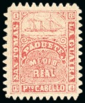 Stamp of Venezuela » St Thomas-La Guaira-Puerto Cabello - Robert Todd Issues 1864 "Paouete" serpentine roulette perf. group of seven stamps