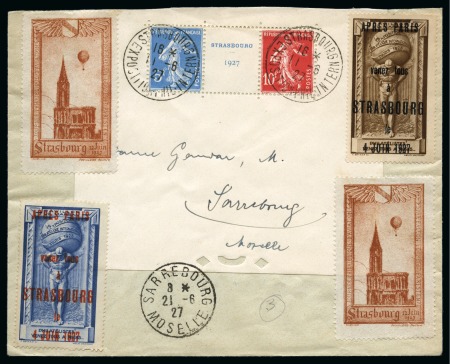 Stamp of France » Blocs et Feuillets 1927, Grande découpe du BF 2 Strasbourg 1927 sur enveloppe