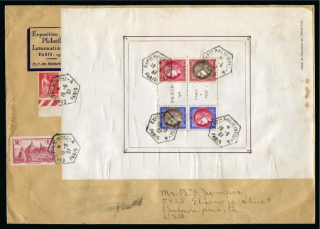 Stamp of France » Blocs et Feuillets 1937, BF 3 Pexip sur enveloppe avec en-tête de l'exposition
