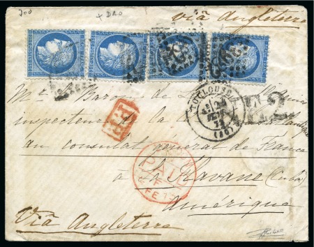 Stamp of France » Emission Cérès 1871-72 CUBA, 1873, Lettre pour la Havane affranchissement