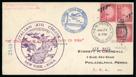 Stamp of Italy 1933 (July 25) "Crociera del Decennale" New York-Rome cover